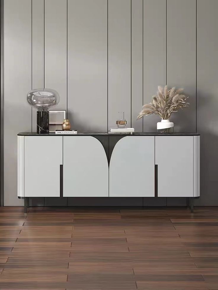 Designer Ergonomic Credenza featuring Natural Matte PU Lacquer Coat #80